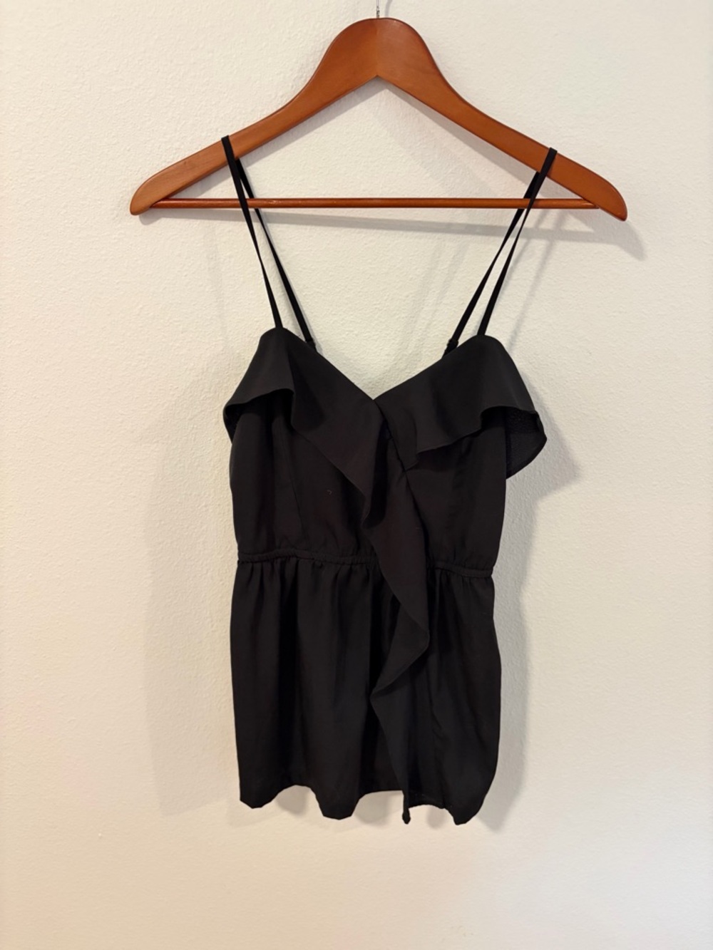 Billabong Black Ruffle Spaghetti Strap Top Y2K